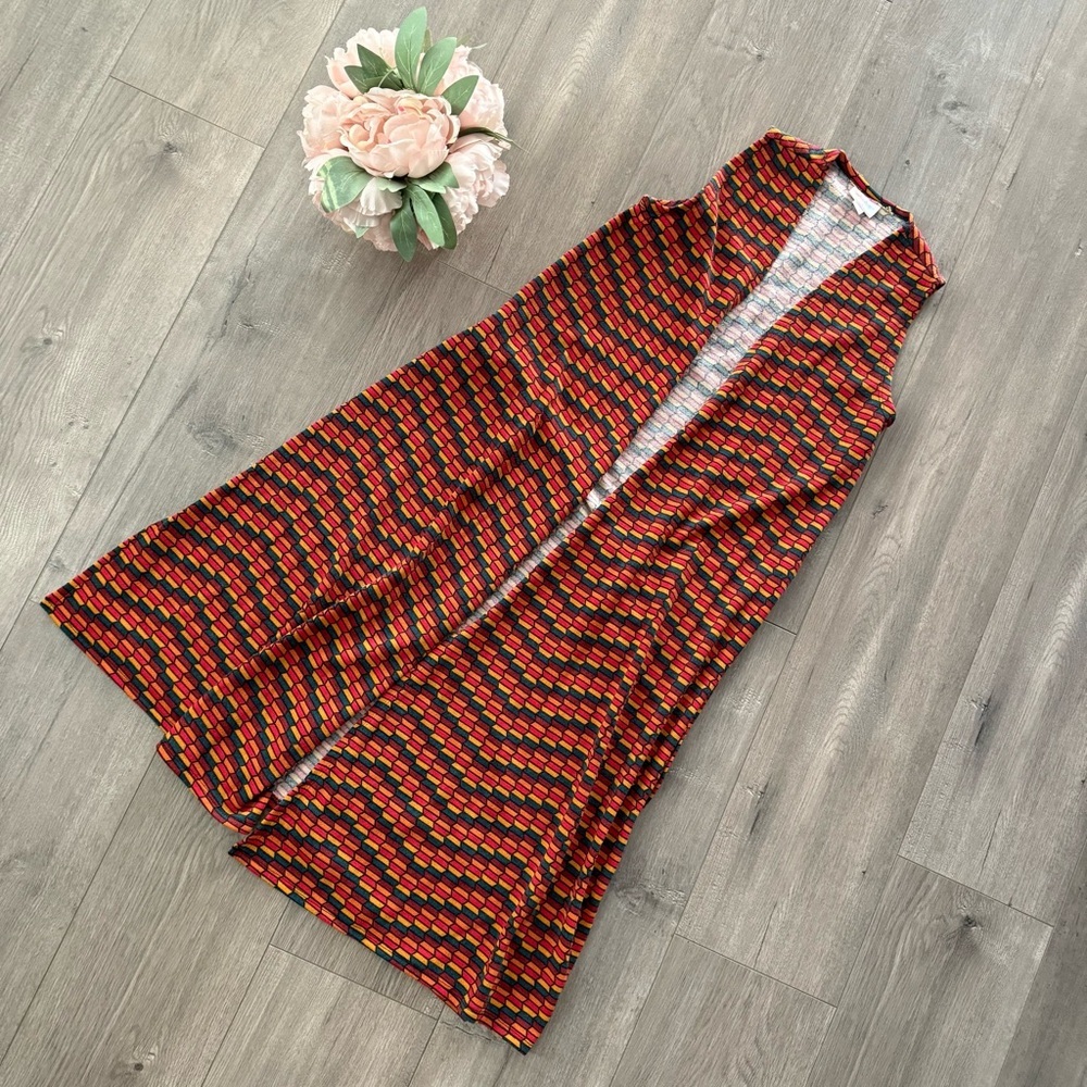 💐 LulaRoe Joy Colorful Print‎ Soft Duster Cardigan Vest